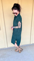 Hunter Green Button Up Dress