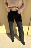 Black Crossover Wide Straight Jeans