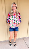 Multi Color 3/4 Sleeve Blouse