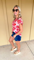 Red Floral Top