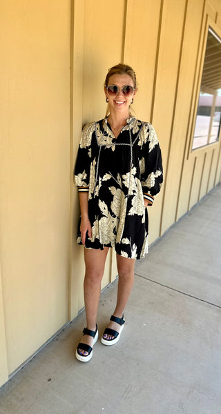 Black/ Cream Floral Dress