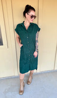 Hunter Green Button Up Dress