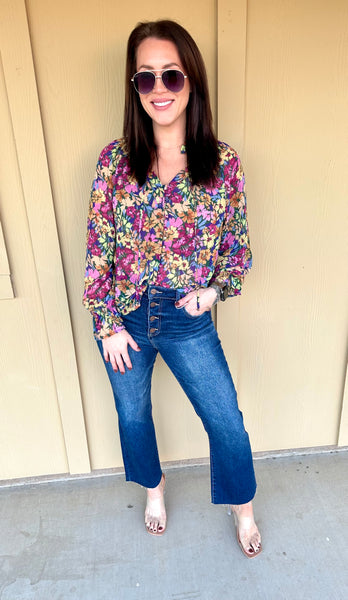 Multi Color Floral Sheer Top