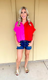 Hot Pink/ Red Blouse