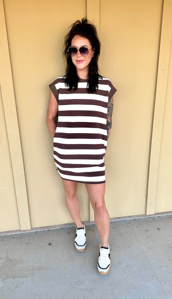 Brown/Cream Striped Dress