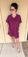 Maroon Drawstring Dress