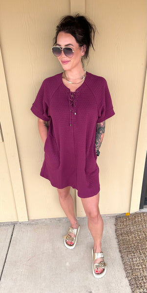 Maroon Drawstring Dress