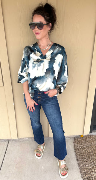 Blue Watercolor Blouse