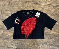 Red Sequin Football Tee
