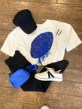 Blue/White Football Cropped Tee