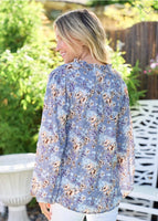 Blue Floral Blouse