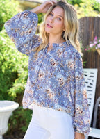 Blue Floral Blouse